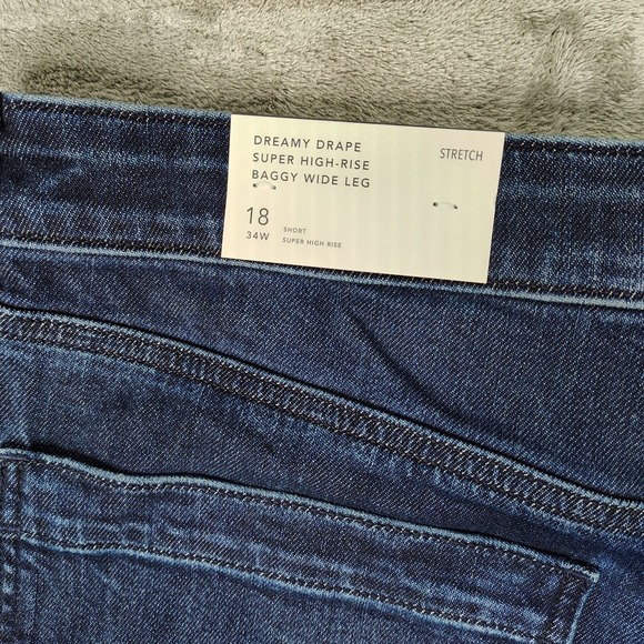 American Eagle Jeans Women 34W Short Dreamy Drape Super High Rise Baggy Wide Leg - Picture 12 of 12